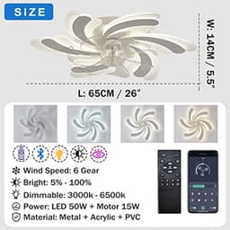 Moderne 50W Dimbare Plafondventilator met Verlichting voor Woonkamer en Slaapkamer — thumbnail 1