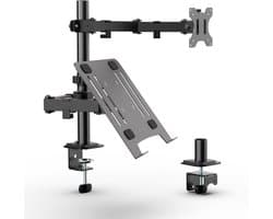 VanDijck Monitor Arm Laptop - 2 Schermen - 13-32 Inch - Verstelbaar - Zwart