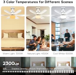 52cm Plafondventilator met Instelbare Kleurtemperatuur, Helderheid en Timer voor Slaapkamer en Woonkamer — thumbnail 2