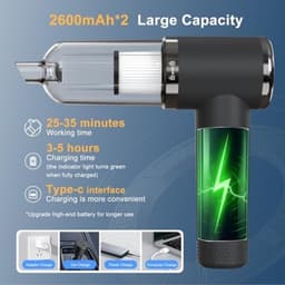 Draadloze Handstofzuiger 12000Pa Krachtige Zuigkracht 3-in-1 Functie 5200mAh Accu Compact en Lichtgewicht voor Huis, Auto en Huisdierenharen — thumbnail 3