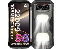 DOOGEE V MAX S 5G-Robuuste Smartphone-Robuuste Telefoon- 22000 mAh/33 W -24 GB RAM+ 256 GB ROM- 6,58 inch + 120 Hz - Kampeerlamp - Nachtzichtcamera- Android 14- Face ID-IP68-Dubbele luidsprekers-Grijs