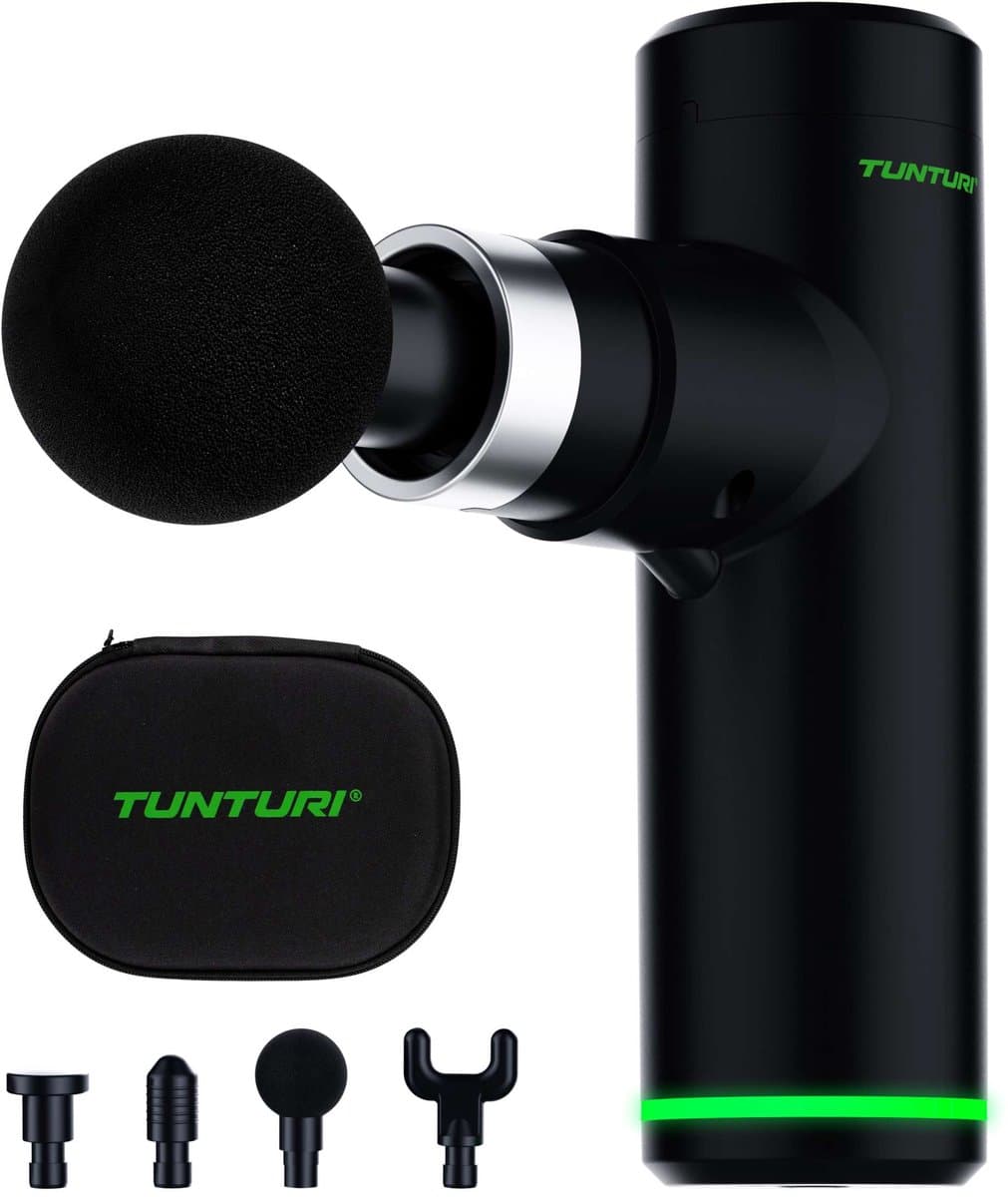 Tunturi MG30 Massage Gun Mini - Oplaadbaar massageapparaat - Massage pistool - Incl. 4 opzetstukken en koffer - Kleur: zwart — afbeelding 1