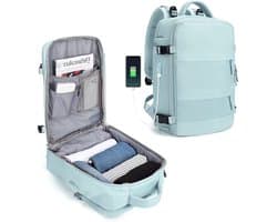 Grote reisrugzak voor dames - handbagagerugzak - wandelrugzak - waterdichte rugzak voor buitensporten - casual rugzak, boekentas, geschikt voor 14 inch laptop - met USB-oplaadpoort - schoenenvak