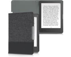 kwmobile hoes geschikt voor Kobo Aura Edition 1 - Canvas beschermhoes in antraciet / zwart - Voor e-reader -