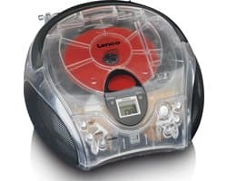 Lenco SCD-24 Transparant - Draagbare CD Speler met FM Radio - Stereo Boombox - Werkt op Netstroom en Batterijen