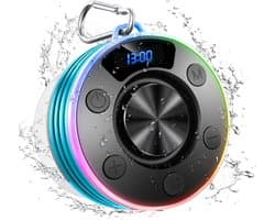 Waterdichte Douche Speaker met Zuignap, Draadloos, 360° Geluid & LED Licht