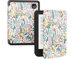 6 Inch Hoesje voor E-Reader met Automatische Slaapfunctie en Bloemenprint - Geschikt voor Kobo Clara BW/Clara Colour/Clara 2E