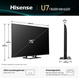 Hisense 75U7Q 75" Mini-LED - 144Hz, 4K, Smart TV, HDR10+ + HLG + Dolby Vision IQ + MEMC — thumbnail 10