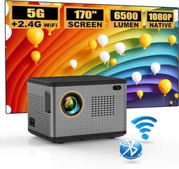Mini Beamer 5G WiFi & Bluetooth – Draagbare Smart Projector – Native 720p, Ondersteunt Full HD 1080p – Met Apps (YouTube/Netflix/Prime) – Compatibel met iPhone, Android, PS4, Fire TV Stick & PC — thumbnail 1