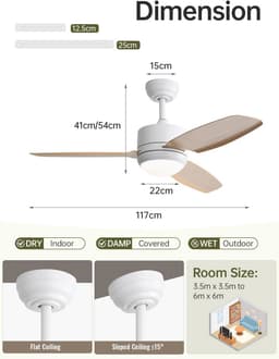 Plafondventilator met verlichting en afstandsbediening - Stil, energiezuinig en perfect voor elk seizoen — thumbnail 1