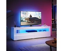 Wit Hoogglans TV Lowboard met LED Verlichting 155 x 40 x 45 cm