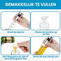 Olijfolie Sprayer - Inclusief Trechters & Reinigingsborstels - Navulbaar - Olie Sprayer - Voor Airfryer, Pan & BBQ - Set van 2 — thumbnail 7