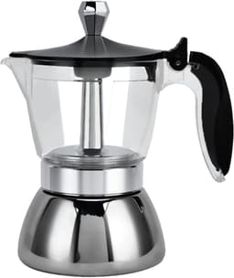 Hob Modern Clear Percolator - Stainless Steel Italian Glass - 4 Cups - Coffee Maker - Stove Mokapot - Keukenbenodigdheden — thumbnail 1