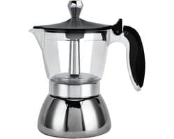 Hob Modern Clear Percolator - Stainless Steel Italian Glass - 4 Cups - Coffee Maker - Stove Mokapot - Keukenbenodigdheden