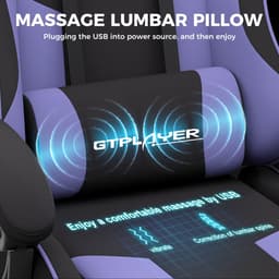 GTPLAYER Gamingstoel 135° verstelbaar, ergonomisch, met uitschuifbare voetsteun - Paars stof — thumbnail 3