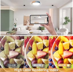 Dimbare Houten Plafondlamp - 3000K-6000K LED Lamp met Afstandsbediening - Moderne Verlichting voor Woonkamer, Slaapkamer en Hal - 32W, 30 cm, Blauw — thumbnail 5