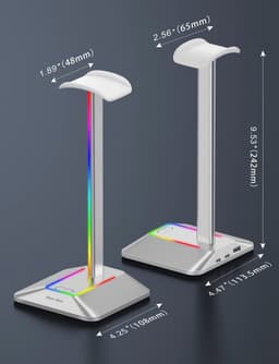 RGB Hoofdtelefoonhouder met USB Type-C Oplader en Gegevensoverdracht - Gaming Accessoires voor Hoofdtelefoons — thumbnail 3