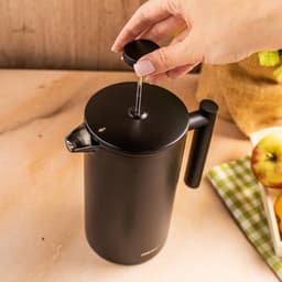 KINGHoff French Press 1 Liter – Mat Zwart – Dubbelwandig RVS – Luxe Koffie & Thee Zetter – KH-1996 — thumbnail 5