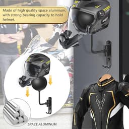 Motorhelm Wandhouder voor Fietsen en Sporthelmen - 180 Graden Rotatie en 2 Haken — thumbnail 4