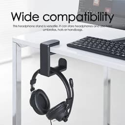 Houder voor hoofdtelefoon met 360° draaibare haak - Verstelbare tafelklem voor headset — thumbnail 4