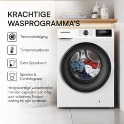 Heinner HWM-H6010IVSMC+++ Slanke Wasmachine 6 kg – 15 Wasprogramma’s – 1000 tpm – Anti-kreukfunctie – LED-display – Kinderslot – Wit – 5 Jaar Garantie — thumbnail 8