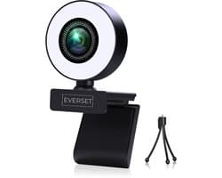 2K Webcam met LED Lichtring & Tripod – Webcam Met Microfoon – Streaming Webcam – Voor PC Laptop Windows & Mac