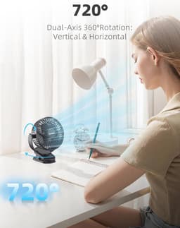 Draagbare USB Ventilator - 6 Inch, Oplaadbaar met 2400mAh Batterij, 3 Snelheden, Verstelbare Hoek, Compact en Lichtgewicht voor Thuis, Kantoor, Camping — thumbnail 4