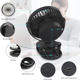 Mini USB Ventilator 5000mAh - Draaibaar en Stil Tafelventilator voor Kantoor — thumbnail 5
