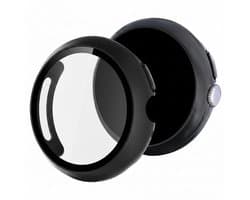 Screenprotector case - geschikt voor Google Pixel Watch 4 45mm - full cover hoesje - gehard glas - 45 mm - volledige bescherming - zwart