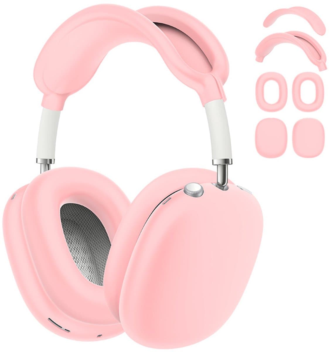 Shieldcase Beschermset geschikt voor Apple Airpods Max 1/2 - Siliconen covers / bescherming - 4 delige set - Hoofdband cover - Oorkap Beschermers & Reishoes - 4 in 1 set - Roze — afbeelding 1