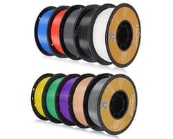 PLA-filament voor 3D-printer - 1,75 mm, 10 kg, Nauwkeurigheid +/- 0,03 mm - Zwart, Wit, Grijs, Rood, Blauw, Groen, Geel, Huid, Paars, Zilver