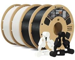 Duurzaam PETG-filament 1,75 mm voor 3D-printers - 4 kg spoel, nauwkeurigheid +/- 0,02 mm, zwart en wit