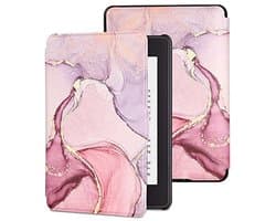 Slimme Harde Hoes voor 6'' E-reader met Alarmklokfunctie - Roze Marmer