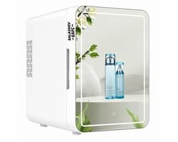 Milova Mini koelkast - Make-up koelkast - Koelkast voor onderweg - 4L - Cosmetische opslag - LED spiegel - Draagbare koelkast - Cosmetica koeling - Camping - Tafelmodel