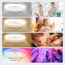 Plafondventilator met Verlichting en Afstandsbediening - 49 cm, RGB, Timer, 6 Snelheden, Traploos Dimmen — thumbnail 1
