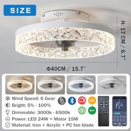 Moderne Plafondventilator met Verlichting en Afstandsbediening - Dimbaar en Stil — thumbnail 4