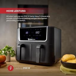 Airfryer 2100W met 2 potten en 8 functies - 3L Led-Touchscreen en Eenvoudige Reiniging — thumbnail 3