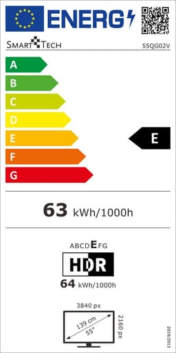 Smart Tech 55QG02V Smart TV 55 Inch 4K Ultra HD QLED Display Google TV-systeem Dolby Audio HDR10 Klasse E kleur Grijs — thumbnail 2