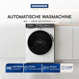 Heinner HWM-M1214IVKA+++ Wasmachine 12 kg – 1400 tpm – Inverter – Energieklasse A – 14 Programma’s – 15 min Snelprogramma – Stoomfunctie – Touchbediening – Wit – 5 Jaar Garantie — thumbnail 5