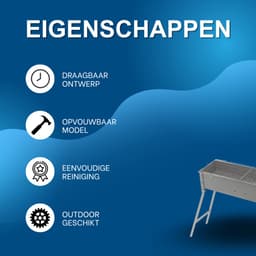 BBQ-grills - Voor camping en outdoor - Draagbare, opvouwbare houtskoolbarbecue - Grijs - 80*18*13cm — thumbnail 3