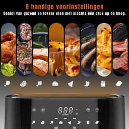 Quvo® Airfryer XXL - Mini-oven - Heteluchtfriteuse - 9L - 8 Programma's - Zwart - 30cm x 36cm x 30cm — thumbnail 4