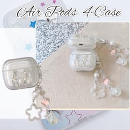 Hoes voor AirPods 4 met 3D-kristal-strikdesign en sleutelhanger - Schokabsorberend - Transparant - Compatibel met Apple AirPods 4e generatie — thumbnail 2
