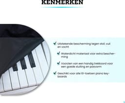 Somstyle Piano Keyboard Cover met Trekkoord - Geschikt voor 61 Toetsen - Beschermhoes Instrument - Zwart — thumbnail 3