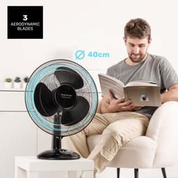 Stilstaande Tafelventilator 40 cm - Krachtige 45W Ventilator met 3 Snelheden en Oscillerende Functie — thumbnail 5