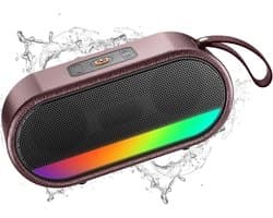 Draagbare Bluetooth Speaker met Krachtige Bas, Waterdicht (IPX6) & LED Verlichting