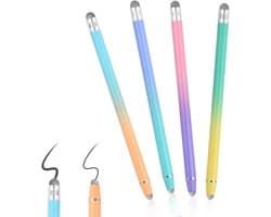 Universele tablet-stylus Geschikt voor touchscreen, 4 stylussen, 2-in-1 capacitieve touch-stylus, touchpen Geschikt voor Android/iOS-smartphones, tablets