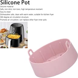 Siliconen Pan, Herbruikbare Siliconen Pan Airfryer Vervanging Siliconen Pan Keuken Elektrische Friteuse Mandbak Bakaccessoire ‑20℃‑220℃(16CM een roze) — thumbnail 2