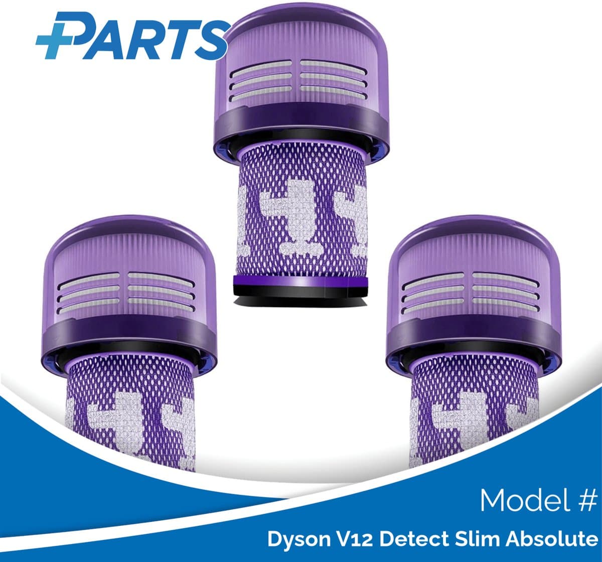 Dyson V12 Detect Slim Absolute Filters (3 Stuks, Plus.Parts® alternatief voor 971517-01) — afbeelding 1