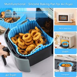 Vierkante set van vijf stuks, vijf kleuren, bakvormen van siliconen voor levensmiddelen, geschikt voor airfryers, bestand tegen hoge temperaturen, bakvormen voor taarten en bakken. — thumbnail 4