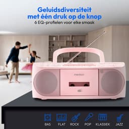 MEDION DRX-1 Plus Boombox (draagbare DAB+ & FM-radio, Bluetooth, cd-speler, MP3, cassette, hoofdtelefoonaansluiting, stereo, AUX, netstroom & batterijen) roze — thumbnail 5